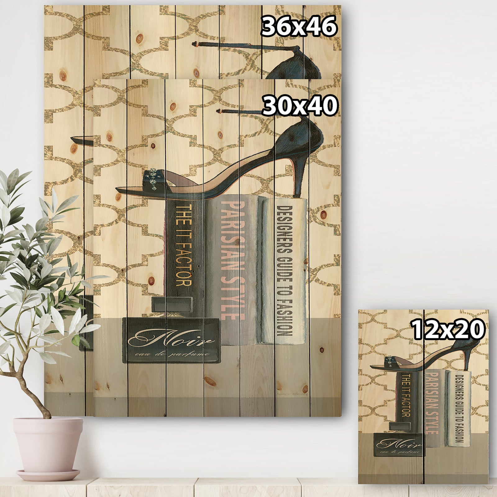 Glam fashion High Heels IX - Fashion Print on Natural Pine Wood