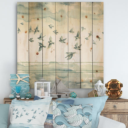 Indigold Bird Cottage Family VII - Animals Print on Natural Pine Wood