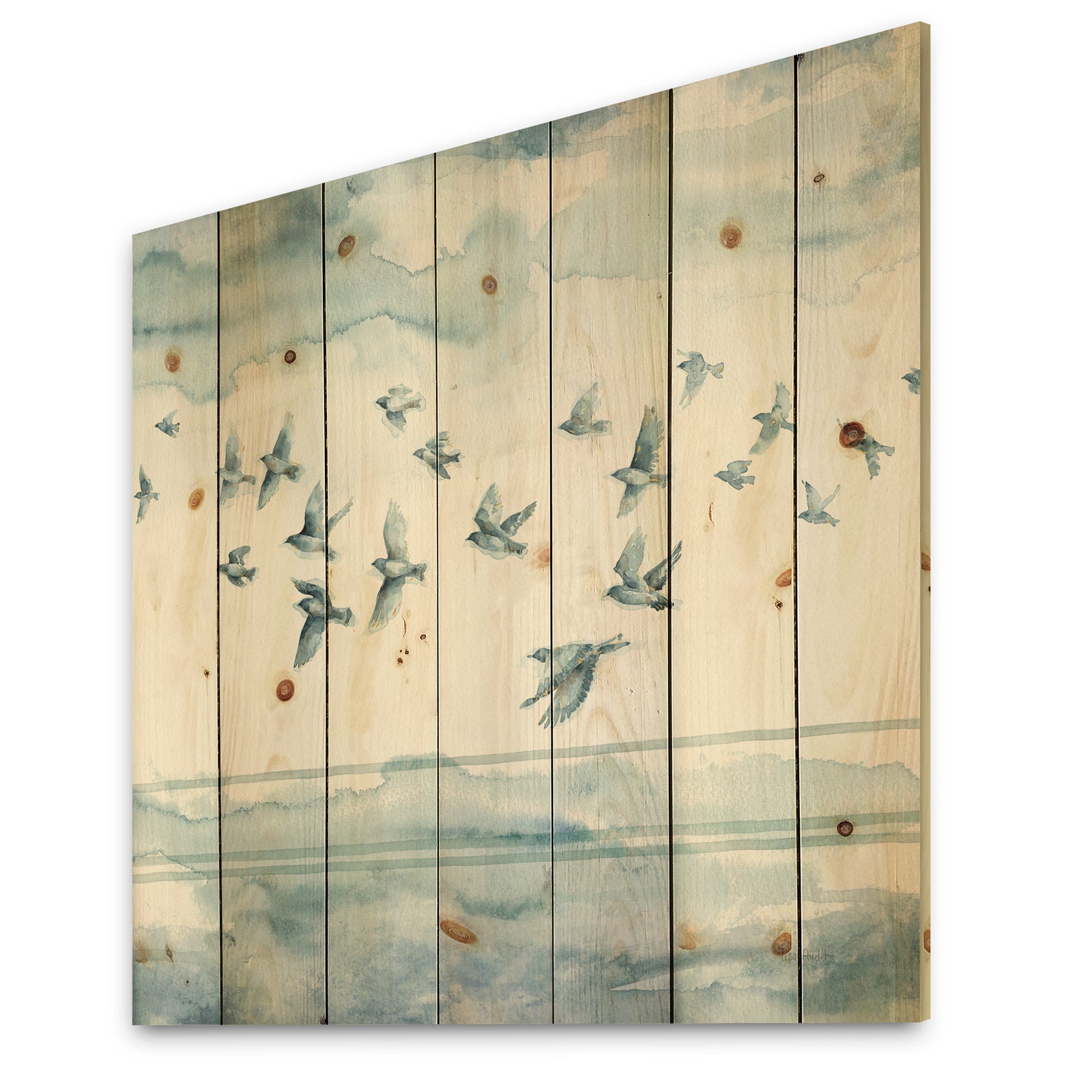 Indigold Bird Cottage Family VII - Animals Print on Natural Pine Wood
