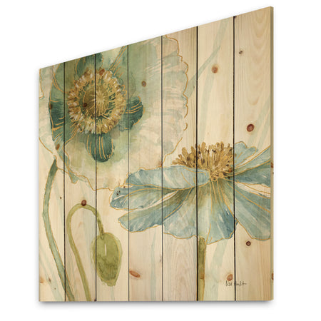 My Greenhouse Cottage Flowers II - Traditional Print on Natural Pine Wood