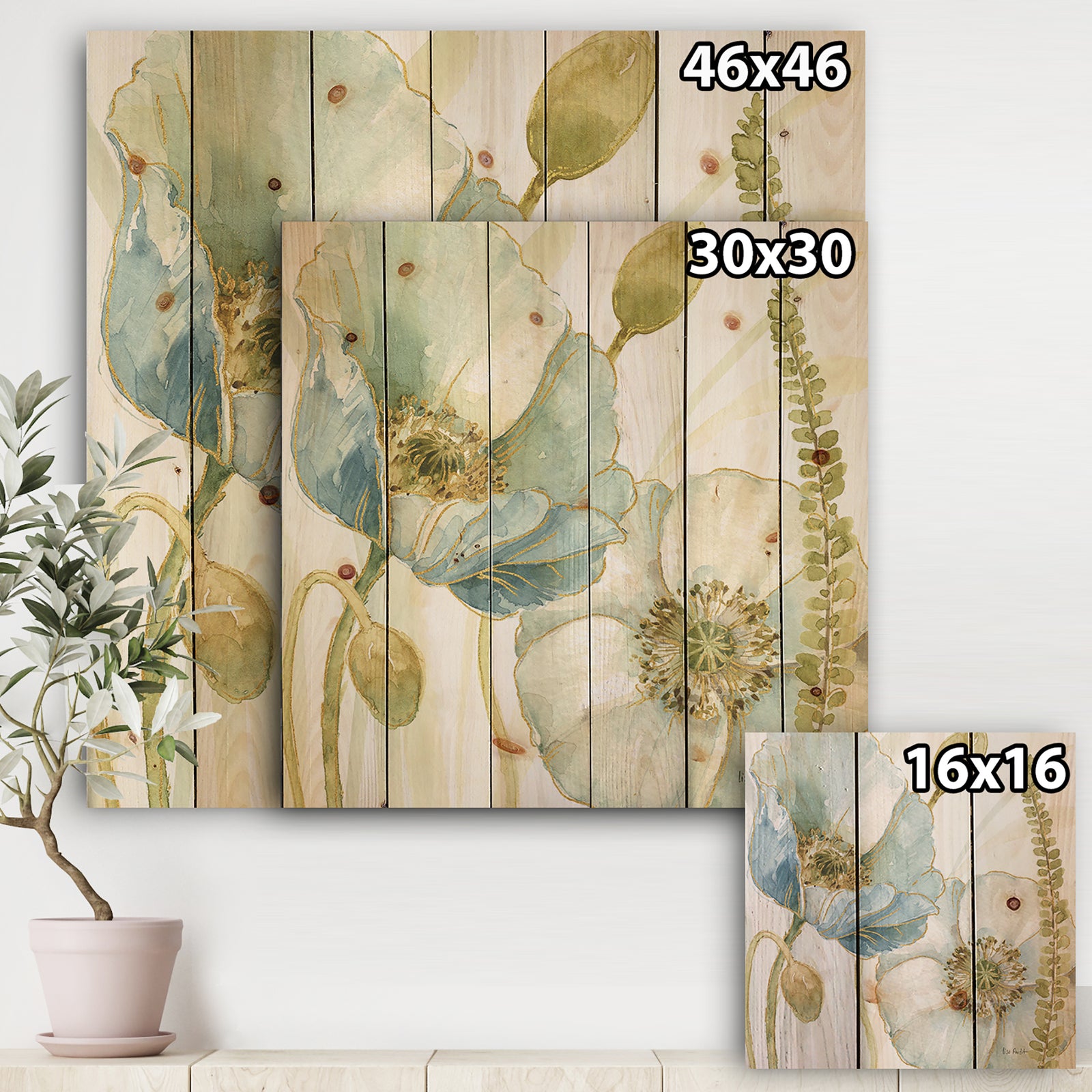 My Greenhouse Cottage Flowers III - Traditional Print on Natural Pine Wood