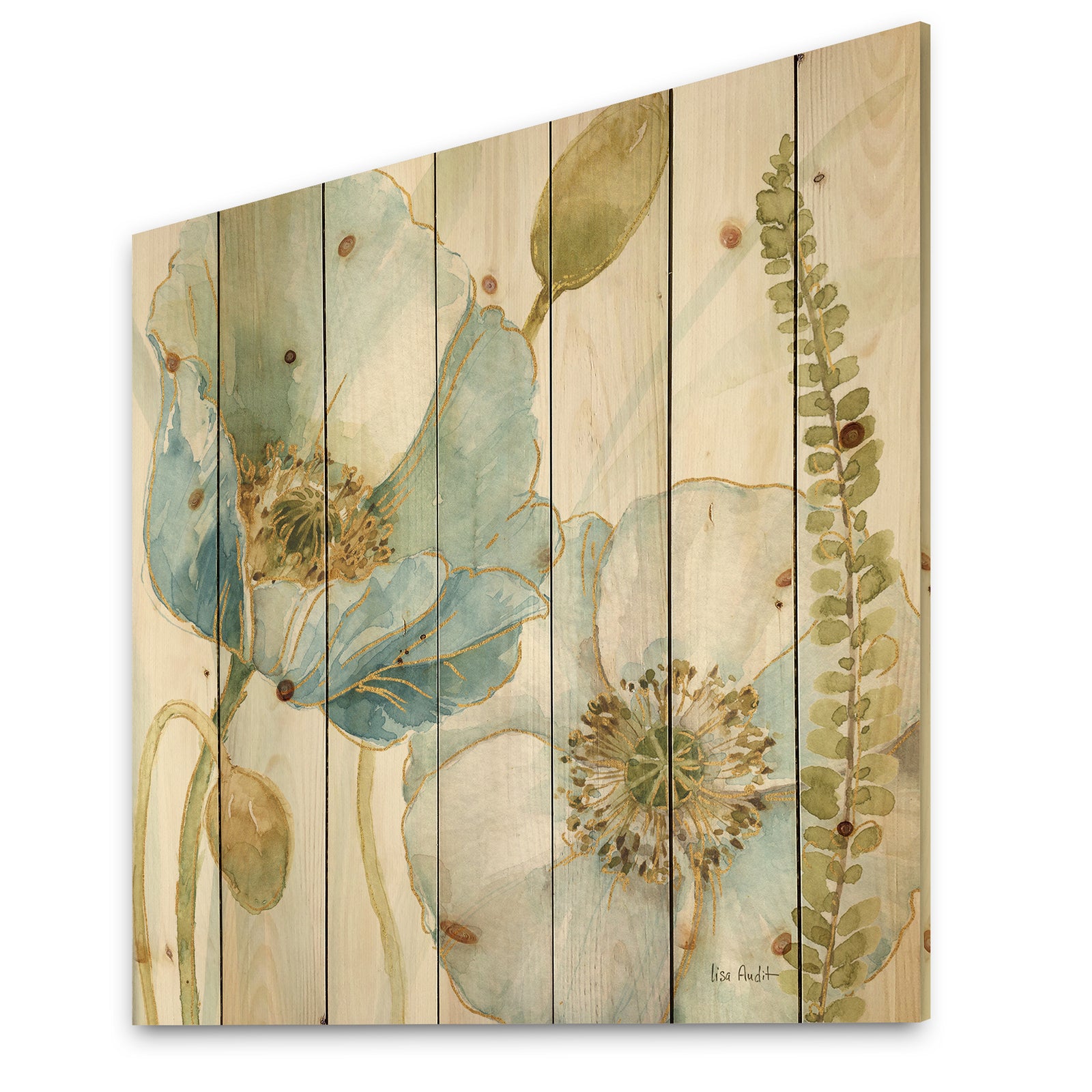 My Greenhouse Cottage Flowers III - Traditional Print on Natural Pine Wood