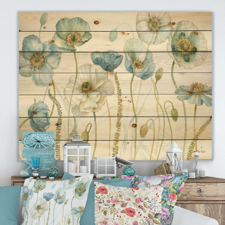 My Greenhouse Cottage Flowers IV - Traditional Print on Natural Pine Wood