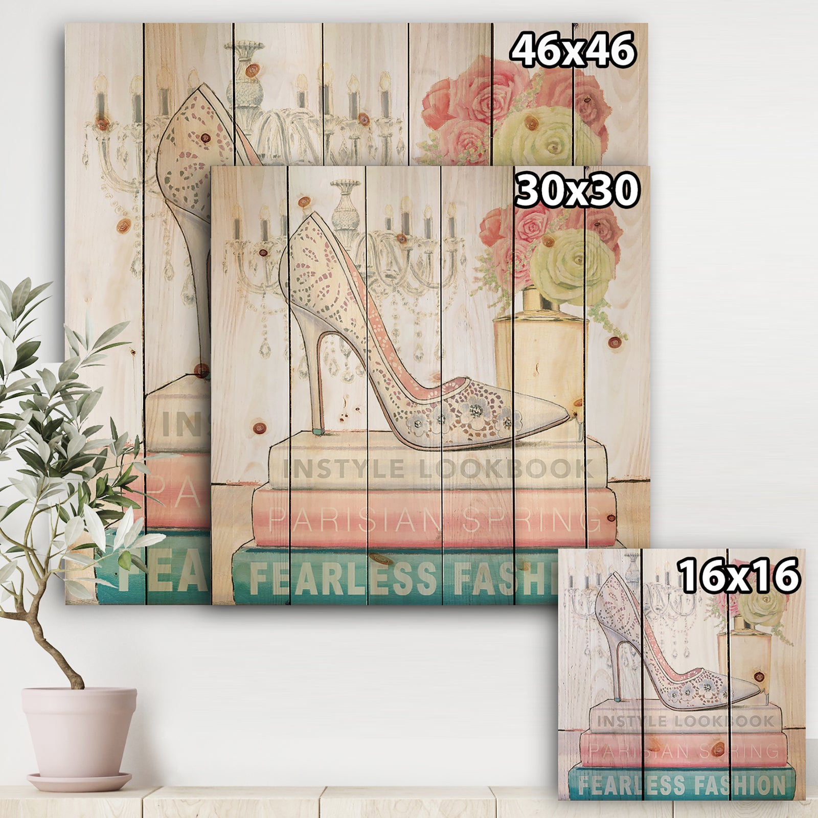 Pink Fashion high heels III - Posh & Luxe Print on Natural Pine Wood