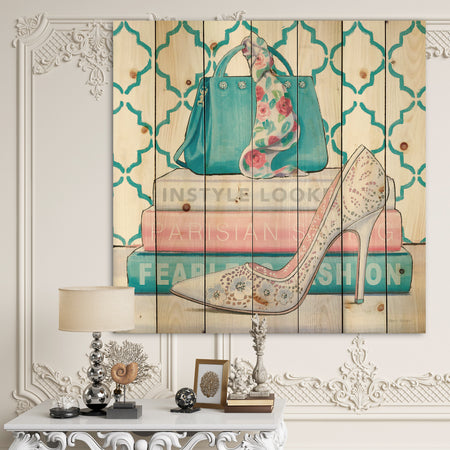 Pink Fashion high heels IV - Posh & Luxe Print on Natural Pine Wood
