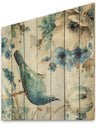 Indigold Watercolor Lovely bird I - Farmhouse Print on Natural Pine Wood