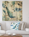 Indigold Watercolor Lovely bird I - Farmhouse Print on Natural Pine Wood