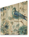 Indigold Watercolor Lovely bird II - Farmhouse Print on Natural Pine Wood