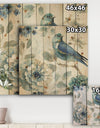 Indigold Watercolor Lovely bird II - Farmhouse Print on Natural Pine Wood