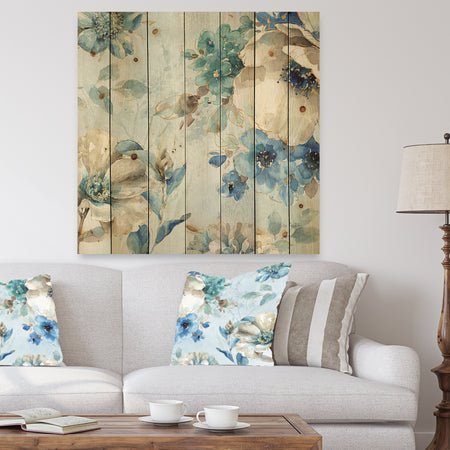 Indigold Watercolor Lovely bird III - Farmhouse Print on Natural Pine Wood