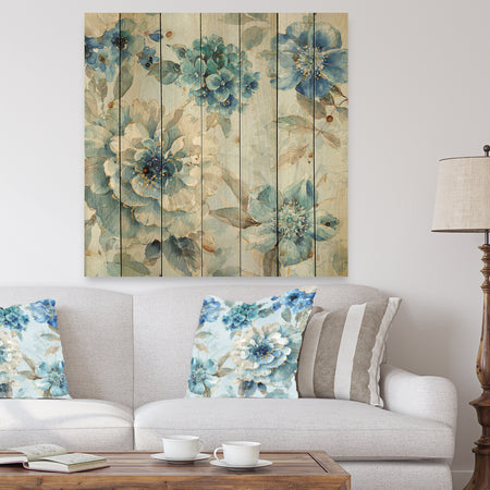 Indigold Watercolor Lovely bird IV - Farmhouse Print on Natural Pine Wood