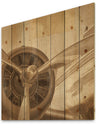 Retro Airplanes Sepia - Vintage Transportation Print on Natural Pine Wood