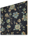 Indigold metallic Flower Pattern - Floral Print on Natural Pine Wood