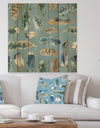 Indigold Feathers Turquoise Pattern - Floral Print on Natural Pine Wood