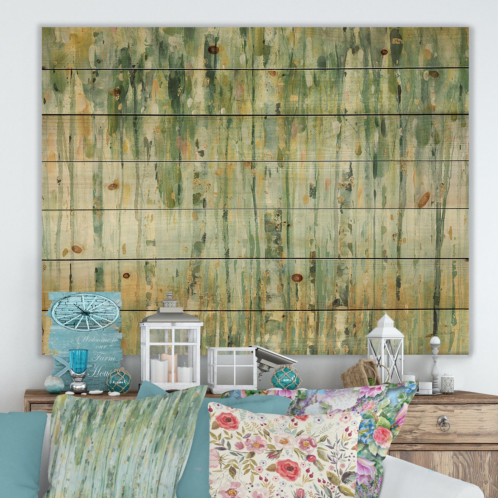 Porch & Den Golden Birch Forest V - Print on Natural Pine Wood