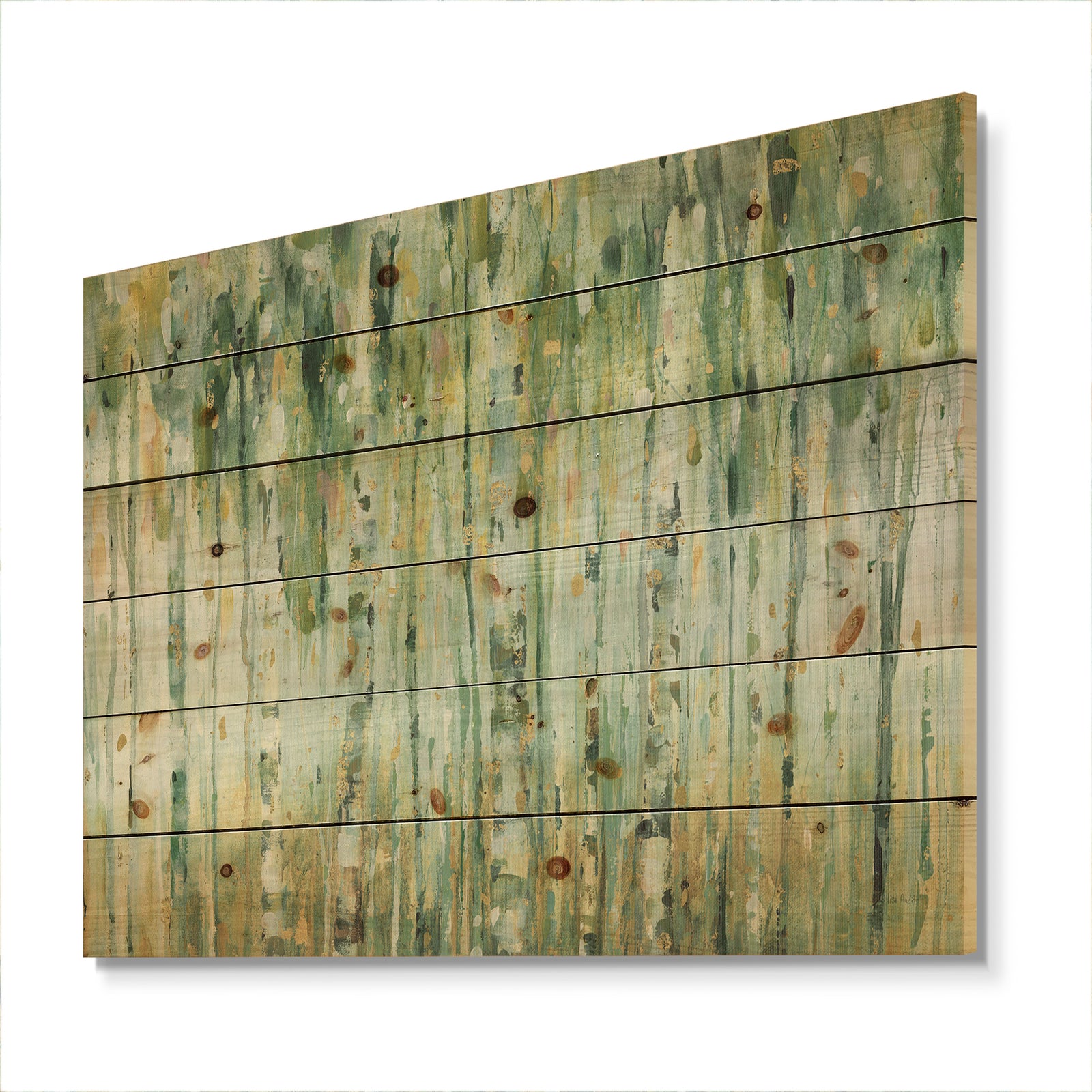 Porch & Den Golden Birch Forest V - Print on Natural Pine Wood