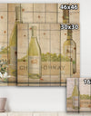 White Chardonnay Wine Bottles - Food and Beverage Print on Natural Pine Wood