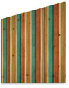 Blue, Green and Orange Vertical Abstract Stripes - Mid-Century Modern Print on Natural Pine Wood