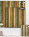 Blue, Green and Orange Vertical Abstract Stripes - Mid-Century Modern Print on Natural Pine Wood