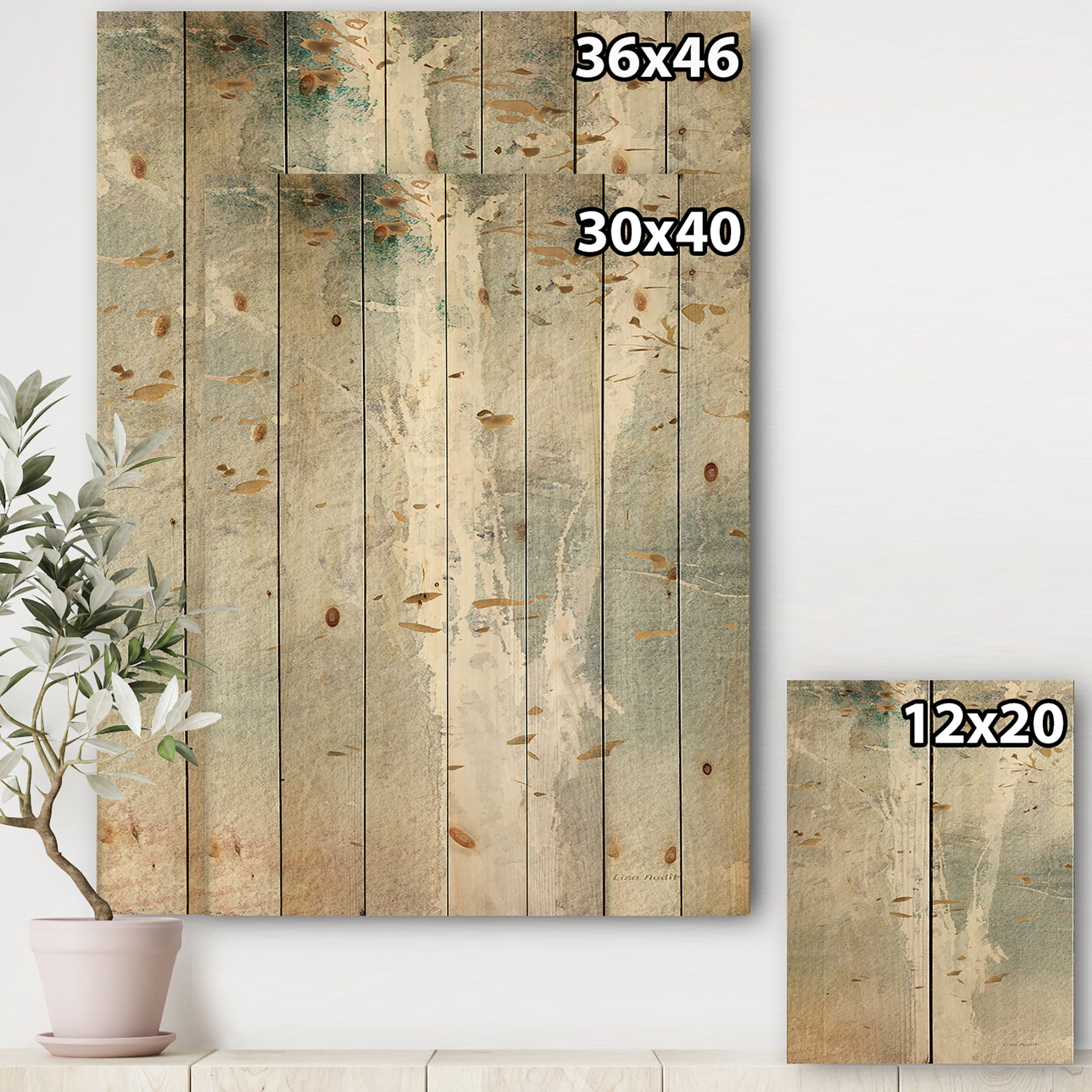 A Woodland Walk into the Forest IV - Modern Farmhouse Print on Natural Pine Wood