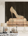 Pink Fashion & Glam high heels I - Posh & Luxe Print on Natural Pine Wood