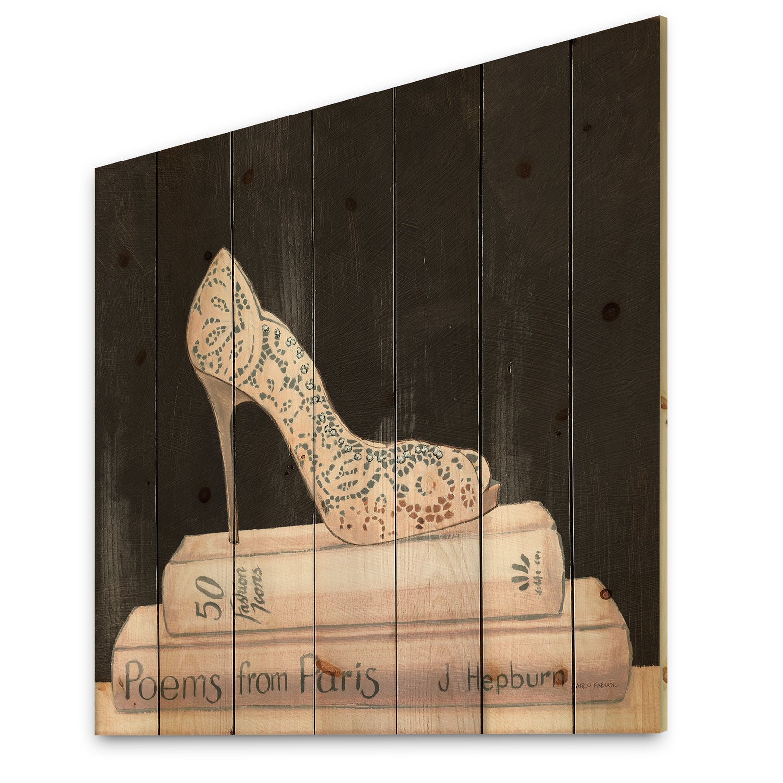 Pink Fashion & Glam high heels I - Posh & Luxe Print on Natural Pine Wood