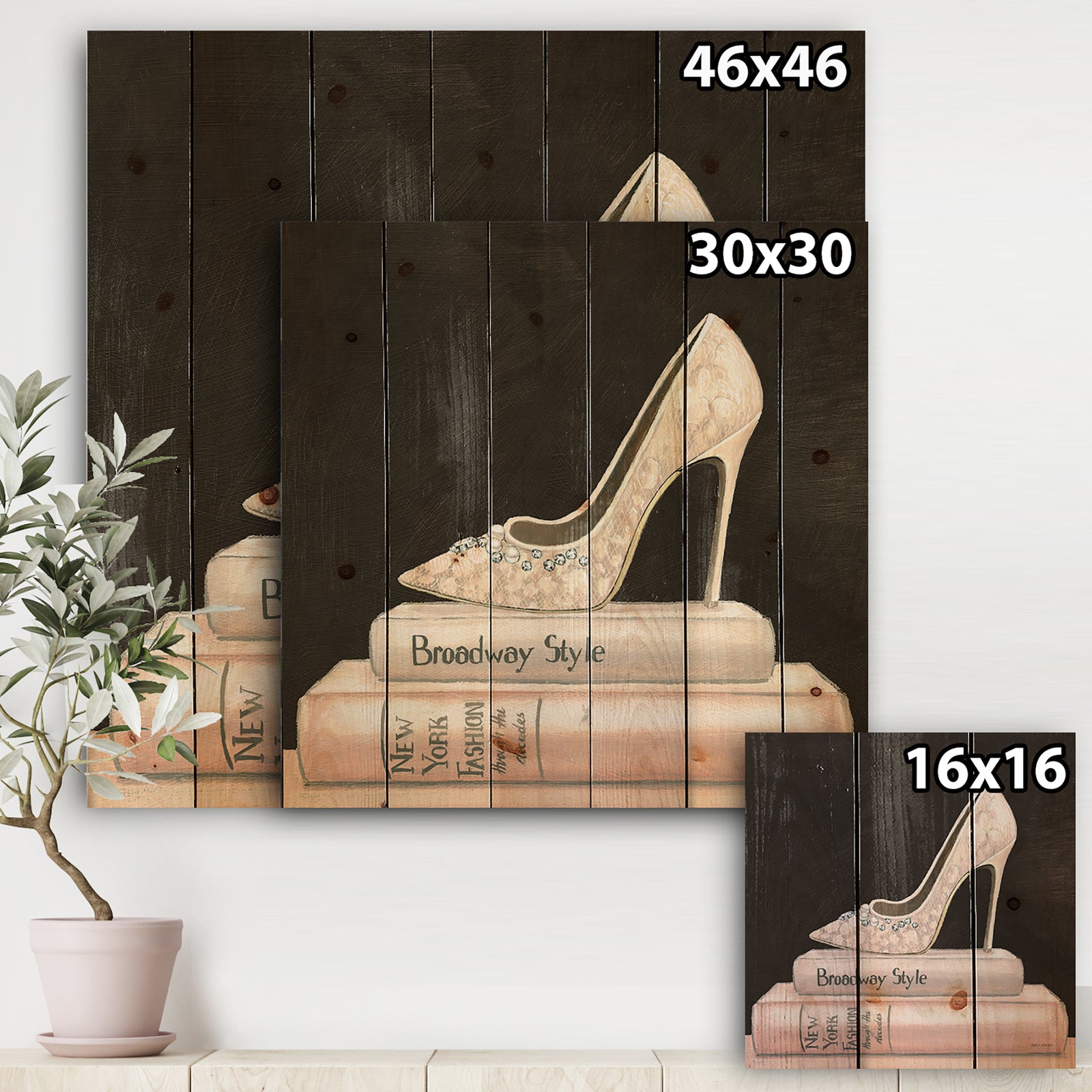 Pink Fashion & Glam high heels II - Posh & Luxe Print on Natural Pine Wood