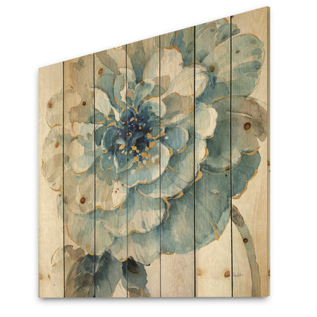 Indigold Gold Country FLower - Cottage Country Print on Natural Pine Wood
