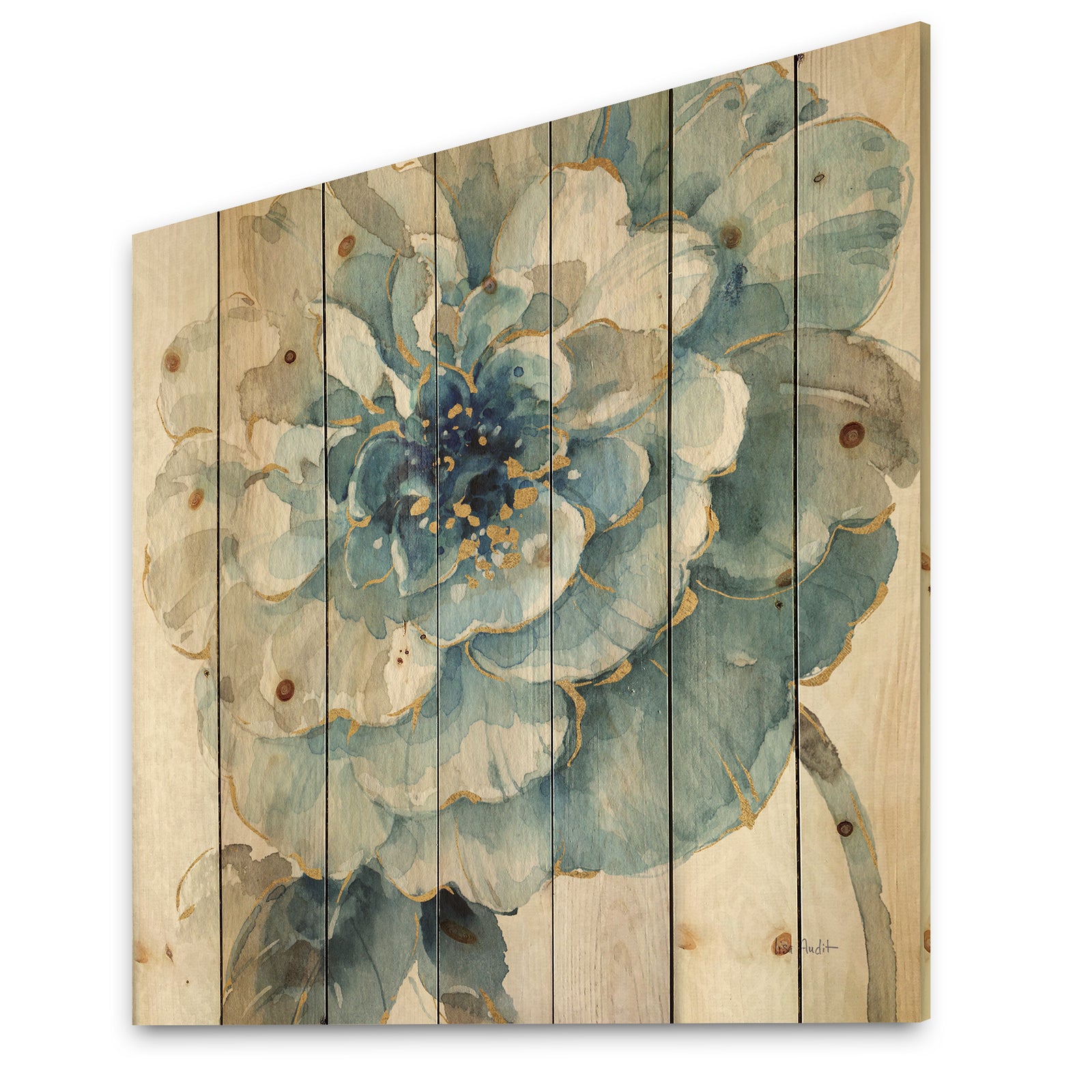 Indigold Gold Country FLower - Cottage Country Print on Natural Pine Wood