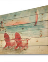 Coastal Chair Relax Beach II - Nautical & Coastal Print on Natural Pine Wood