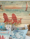 Coastal Chair Relax Beach II - Nautical & Coastal Print on Natural Pine Wood