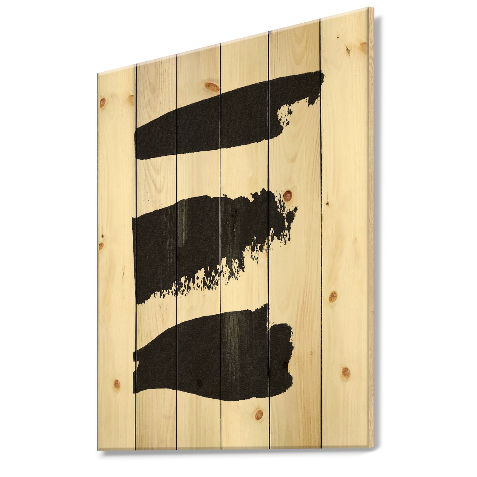 Black and White Geometric Company II - Mid-Century Modern Print on Natural Pine Wood