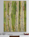 Green Birch Forest - Traditional Print on Natural Pine Wood