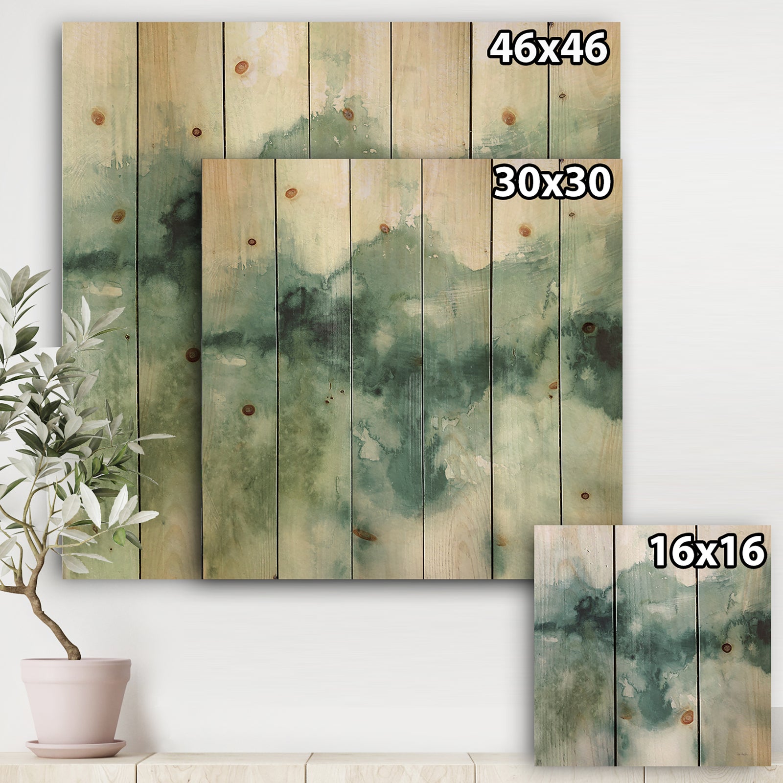 Lost into the Blue - Abstract Print on Natural Pine Wood