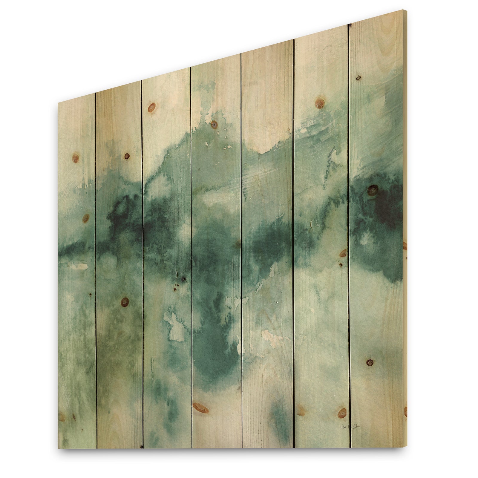 Lost into the Blue - Abstract Print on Natural Pine Wood