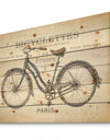 Paris France Bicycles - Vintage Transportation Print on Natural Pine Wood