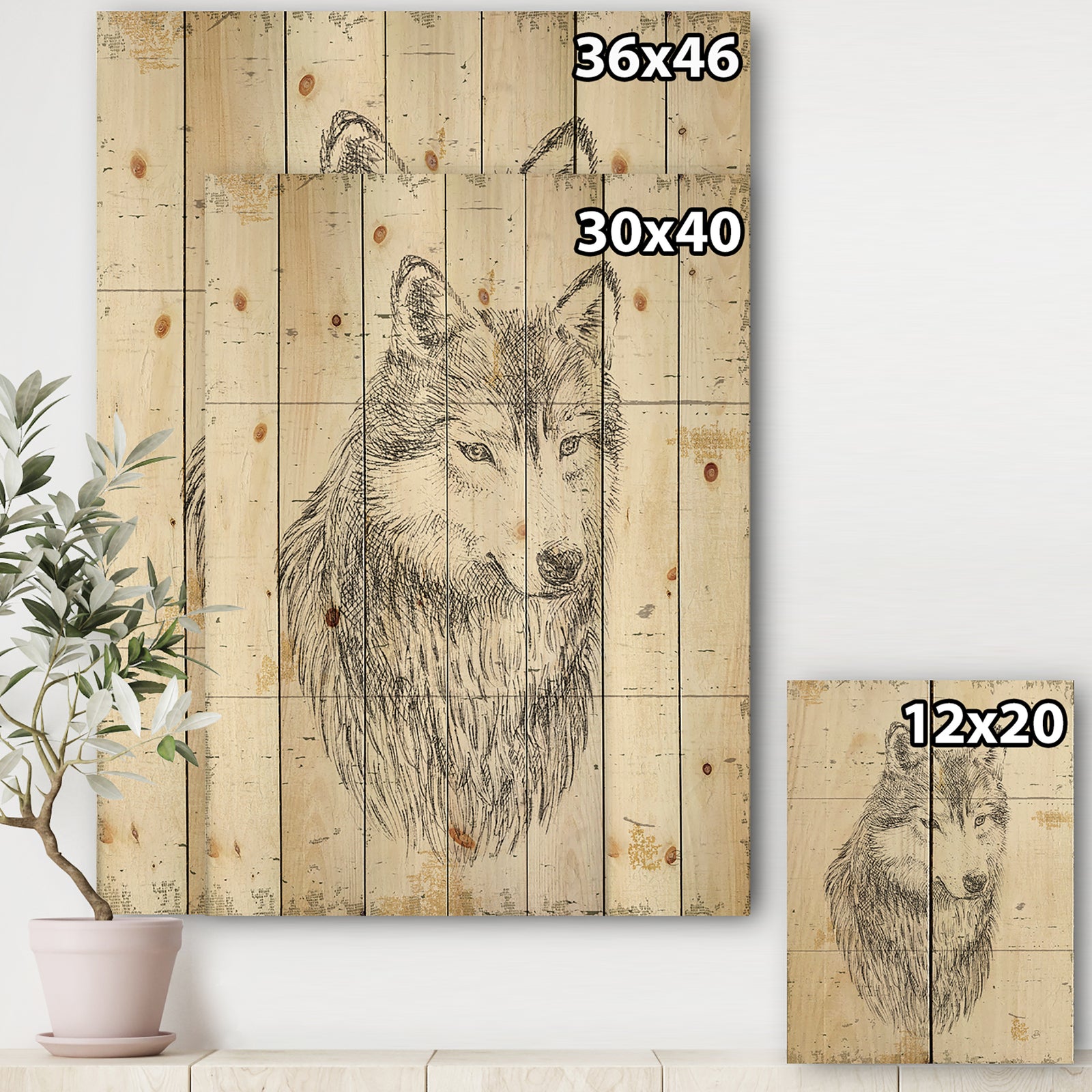 Wolf Wild and Beautiful III - Wildlife Animal Print on Natural Pine Wood