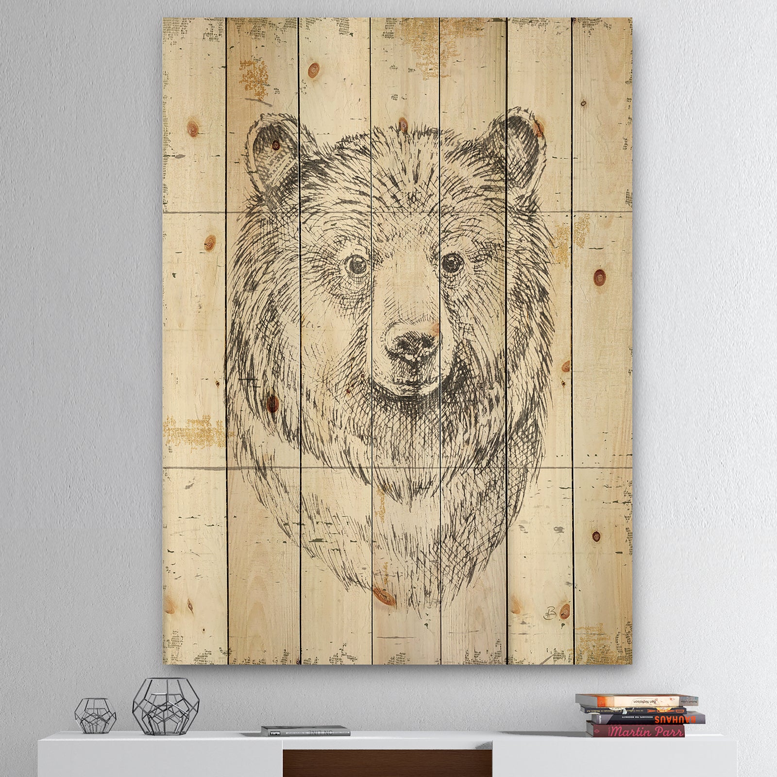 Bear Wild and Beautiful IV - Wildlife Animal Print on Natural Pine Wood