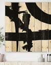 Black & White Crossing Paths I - Modern & Contemporary Print on Natural Pine Wood