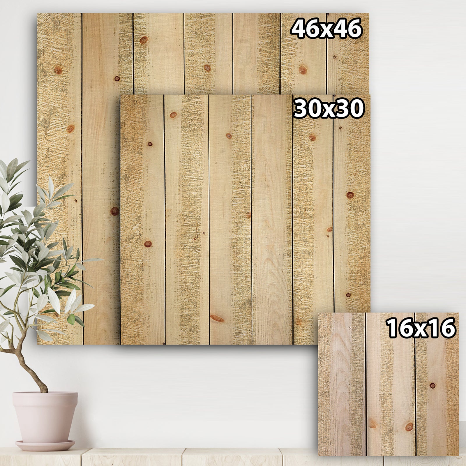Gold Glam Stipes Pattern - Modern Glam Print on Natural Pine Wood