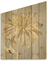 Gold Metallic Floral Garden I - Modern Glam Print on Natural Pine Wood