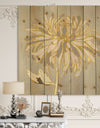 Gold Metallic Floral Garden I - Modern Glam Print on Natural Pine Wood