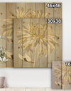 Gold Metallic Floral Garden I - Modern Glam Print on Natural Pine Wood