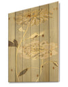 Gold Metallic Floral Garden II - Modern Glam Print on Natural Pine Wood