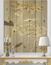 Gold Metallic Floral Garden II - Modern Glam Print on Natural Pine Wood