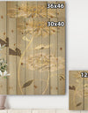 Gold Metallic Floral Garden II - Modern Glam Print on Natural Pine Wood