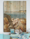 Coastal Chair Relax Beach - Nautical & Coastal Print on Natural Pine Wood