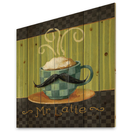 Kitchen Cafe Moustache I - Kitchen Print on Natural Pine Wood