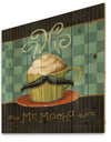 Kitchen Cafe Moustache II - Kitchen Print on Natural Pine Wood