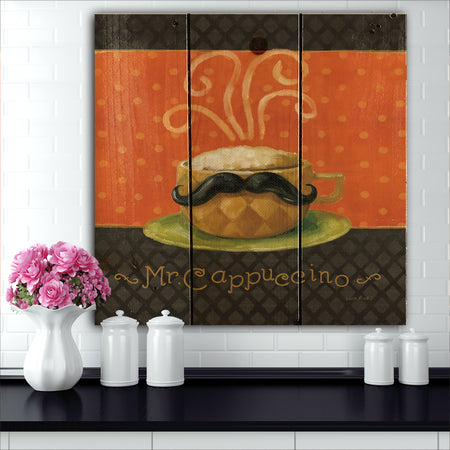 Kitchen Cafe Moustache IV - Kitchen Print on Natural Pine Wood